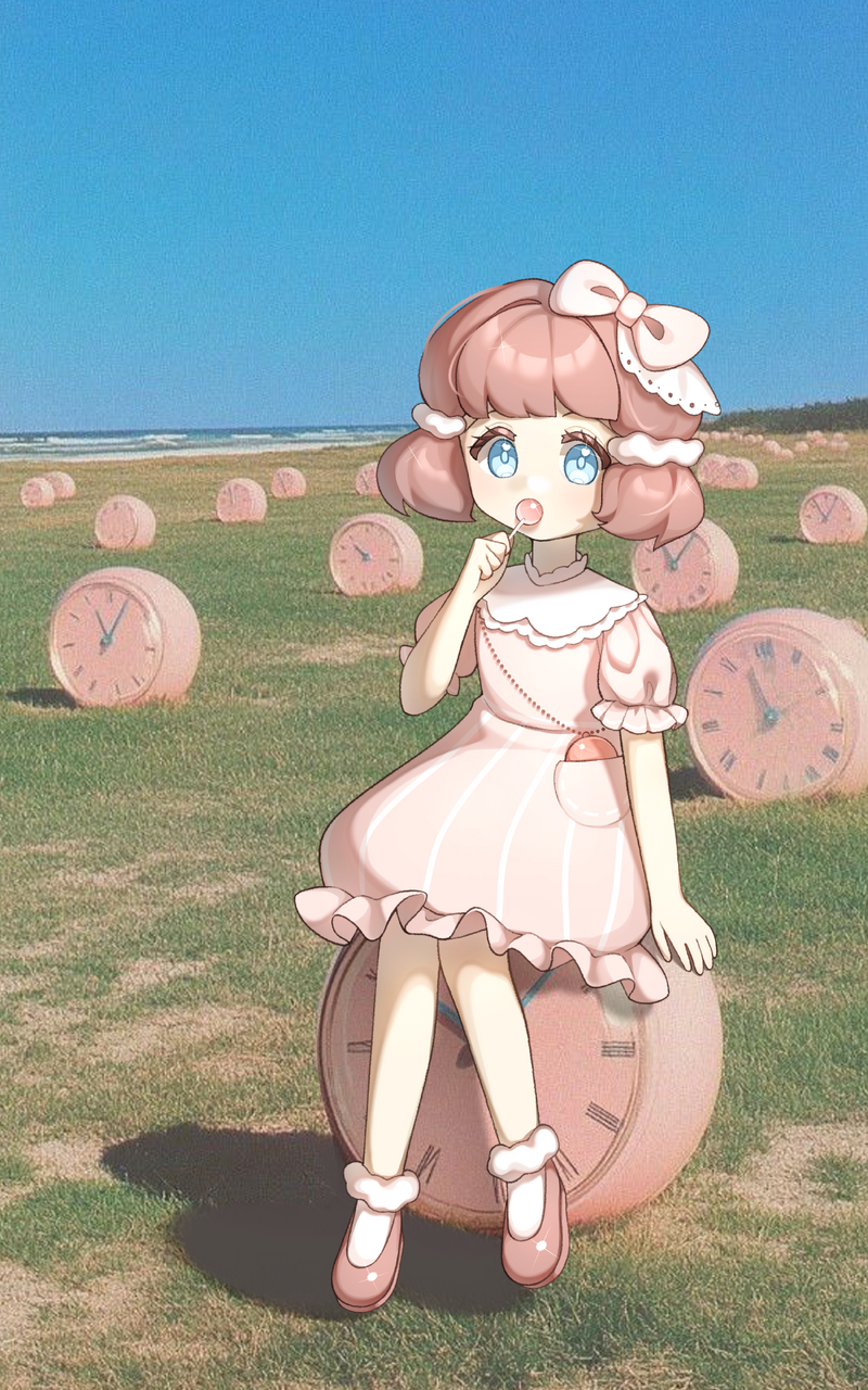 Clock Liminal Space 🕒 Illust of Rafflesia girl pink cute medibangpaint oc animegirl clock Lollipop liminalspace