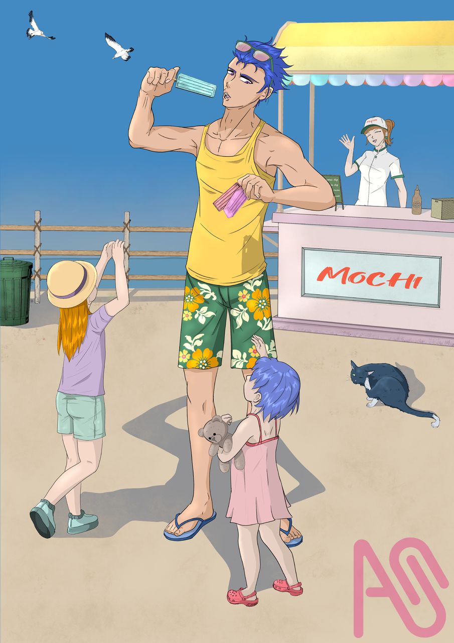 Ice cream please ! Illust of Kureijikyatto HUIONIllustrationContest2025 summer ice-cream CLIPSTUDIOPAINT anime beach characterdesign digitalillustration Kureijikyatto