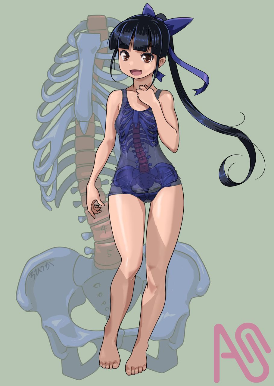 胴体がSの字に曲がってる件について Illust of ろひつか girl スク水 tutorial oc