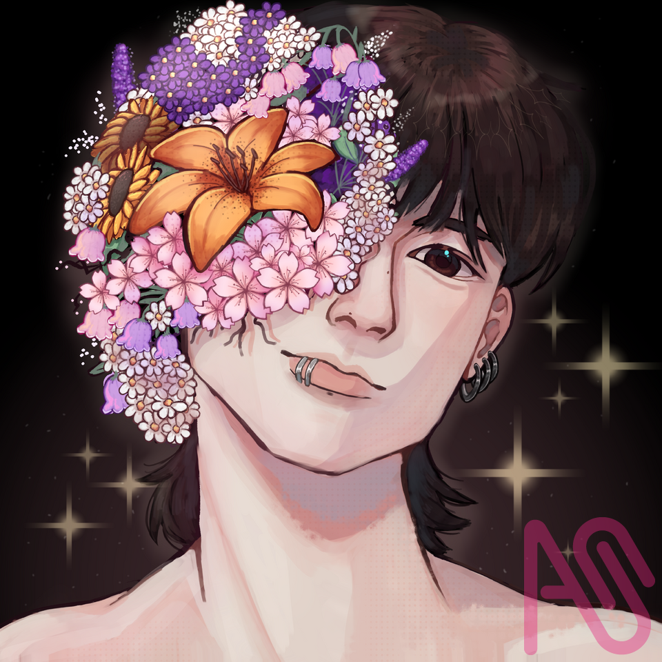 Jungkook | Riarkoo Illust of 🌷 𓏲 ๋࣭ ⋆ ࣪.𝓡𝒾𝒶𝓇 ﹆ɞ‧₊ fanart JK BTS Jungkook Bangtanseonyeondan