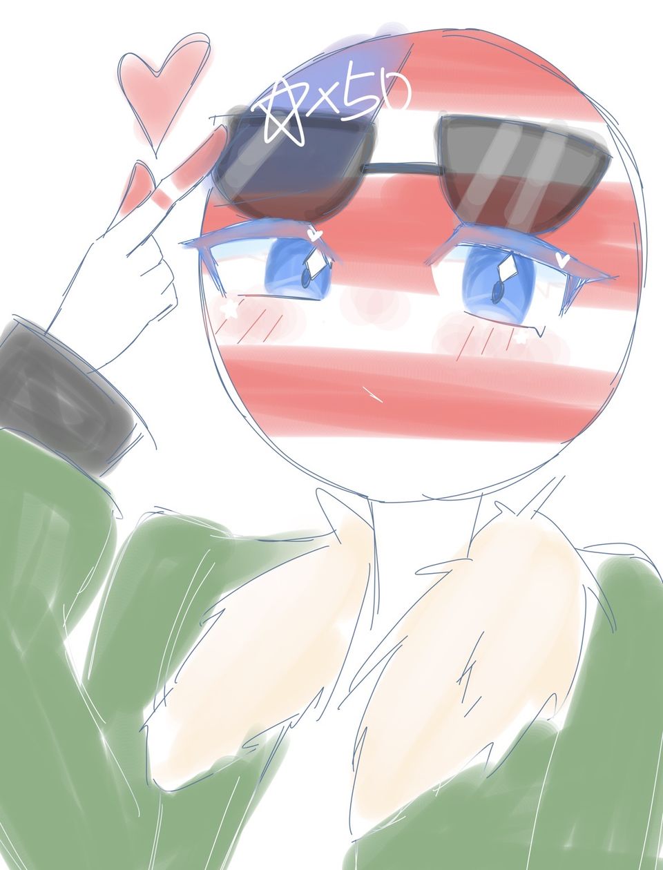アメリカ Illust of 猫宮美久璃／미쿠리  🤍🫧🩵 illustration doodle アメリカ Countryhumans カンヒュ
