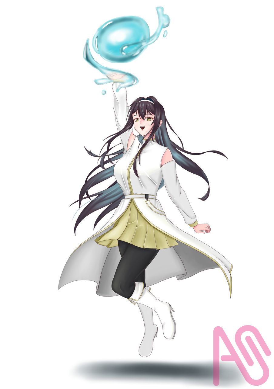 【あやね成長設定圖】-6 17-18歲 162cm 異世界 第一次畫水球 Illust of Ayane girl 原創角色 黑髮