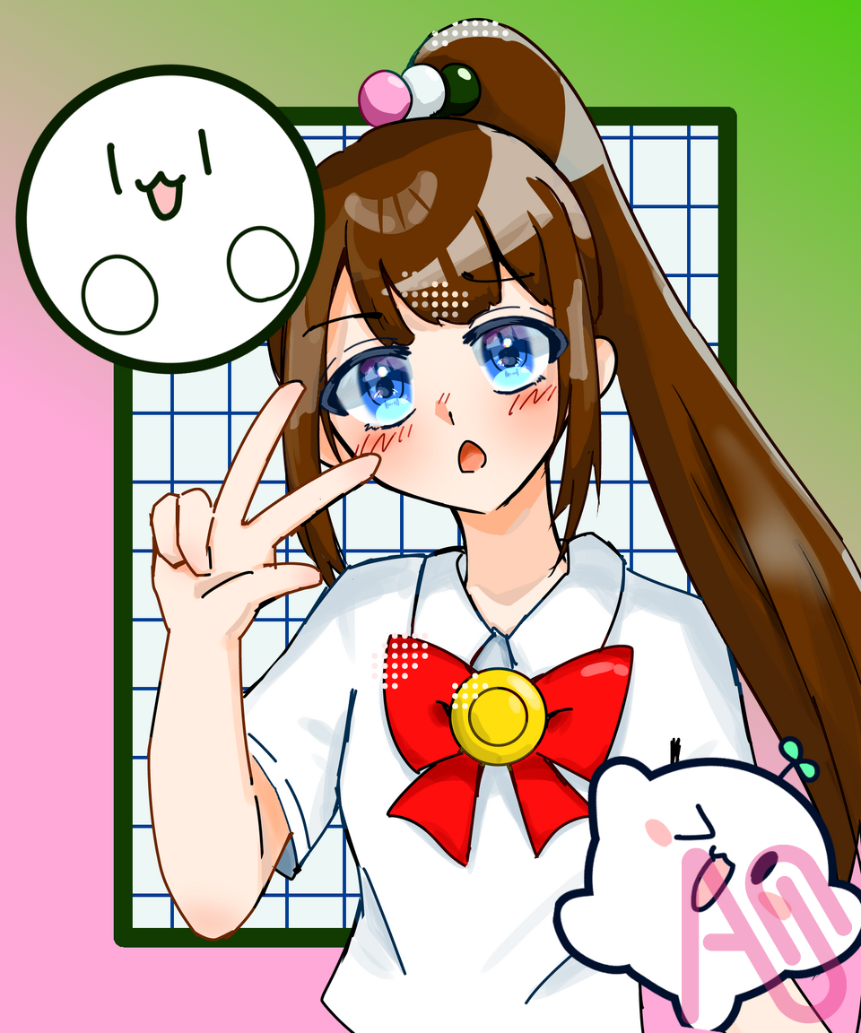 三色団子ちゃへ！！代選参加！ Illust of 🍫ちょこみんと🎀＠代選~１/３１まで✨ girl メディバンペイント kawaii よその子 三色アート 雪のおもち 可愛い！！ めっちゃ好き❤️