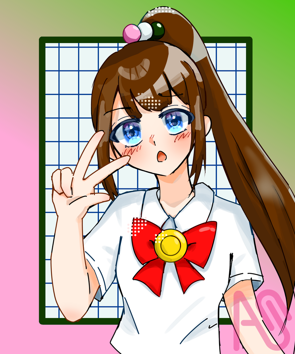 三色団子ちゃへ！！代選参加！ Illust of 🍫ちょこみんと🎀＠代選~１/３１まで✨ girl メディバンペイント kawaii よその子 三色アート 雪のおもち 可愛い！！ めっちゃ好き❤️