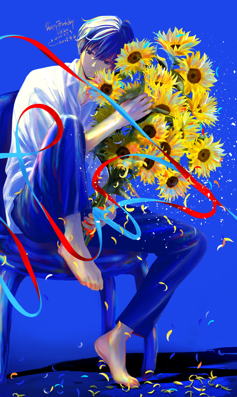 向日葵 Illust of Shiki impasto summer illustration art original male boy oc flower 植物