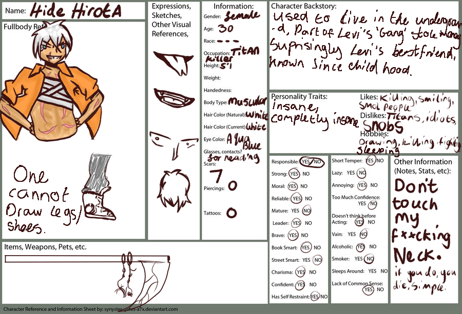 Toll Look For Honesty Oc Information Sheet Everyone Frenzy Ancestor