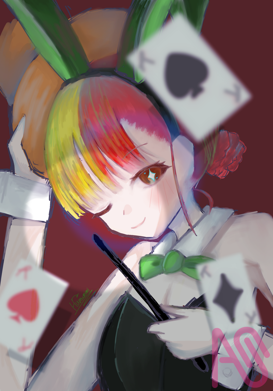 バニーさん Illust of かりんあめ girl トランプ illustration oc kawaii bunnygirl doodle 彼女ほしい