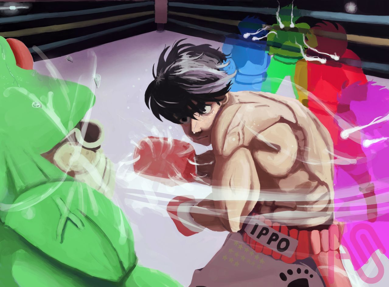 Ippo vs. Mr. Frog Illust of Potibuu oc man characterdesign Frog Boxing hajimenoippo はじめの一歩 makunouchiippo