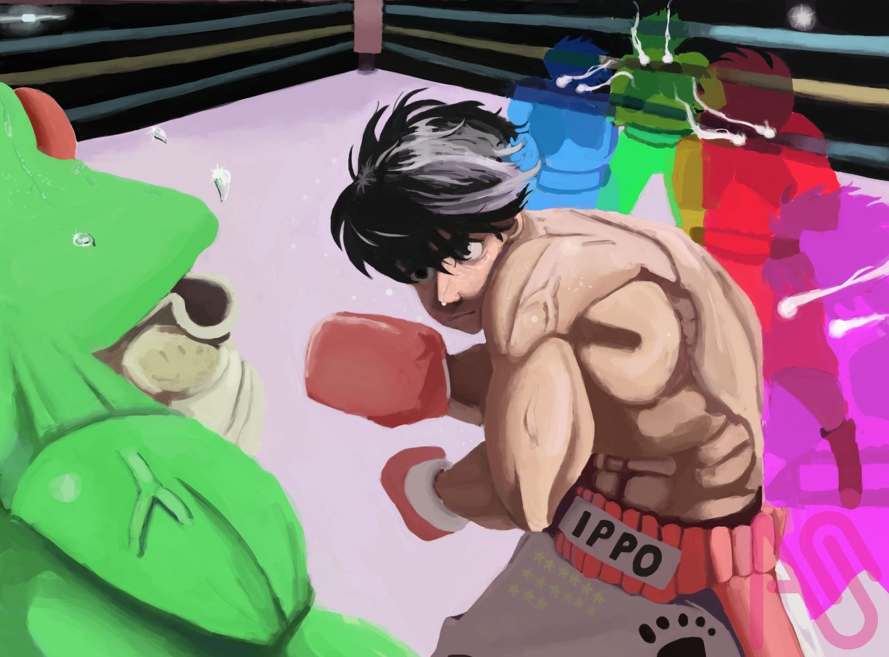 Ippo vs. Mr. Frog Illust of Potibuu oc man characterdesign Frog Boxing hajimenoippo はじめの一歩 makunouchiippo