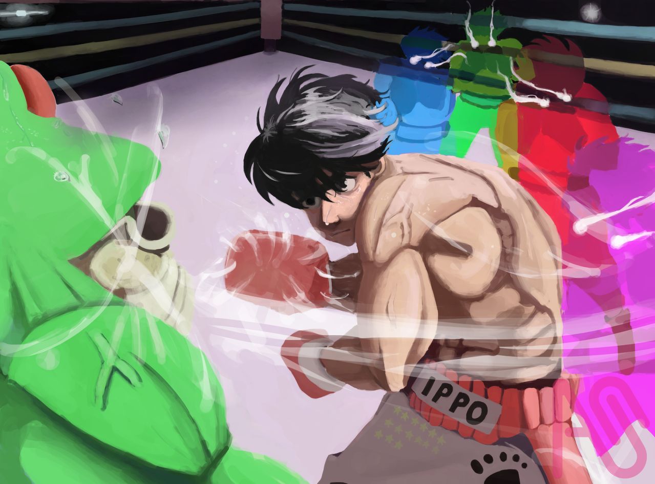 Ippo vs. Mr. Frog Illust of Potibuu oc man characterdesign Frog Boxing hajimenoippo はじめの一歩 makunouchiippo