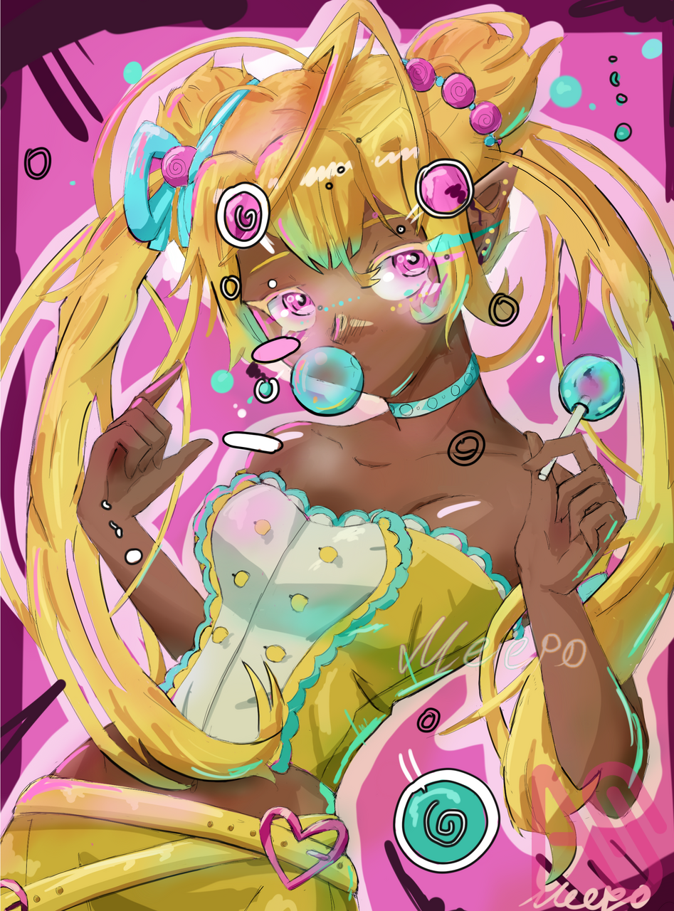The Sweet Life Illust of MEEPO ARTstreetMonthlyIllustrationContestMayThemeCandy bubblegum Candy Sweets