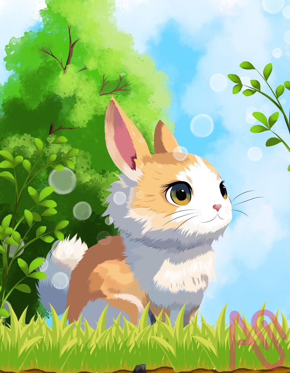 Cat-Rabbit? Illust of Exper2_Alas HUIONIllustrationContest2025 animal illustration original cute medibangpaint kawaii digitaldrawing digitalpainting animestyle