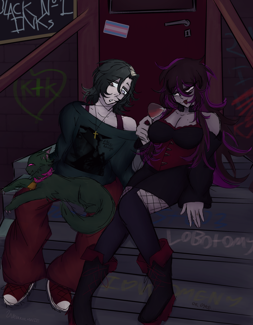 Black № Inks Illust of ☆★ Wh0rr0R ⛧♱ fanart anime medibangpaint digital oc animegirl Gay animestyle ibispaint artfight