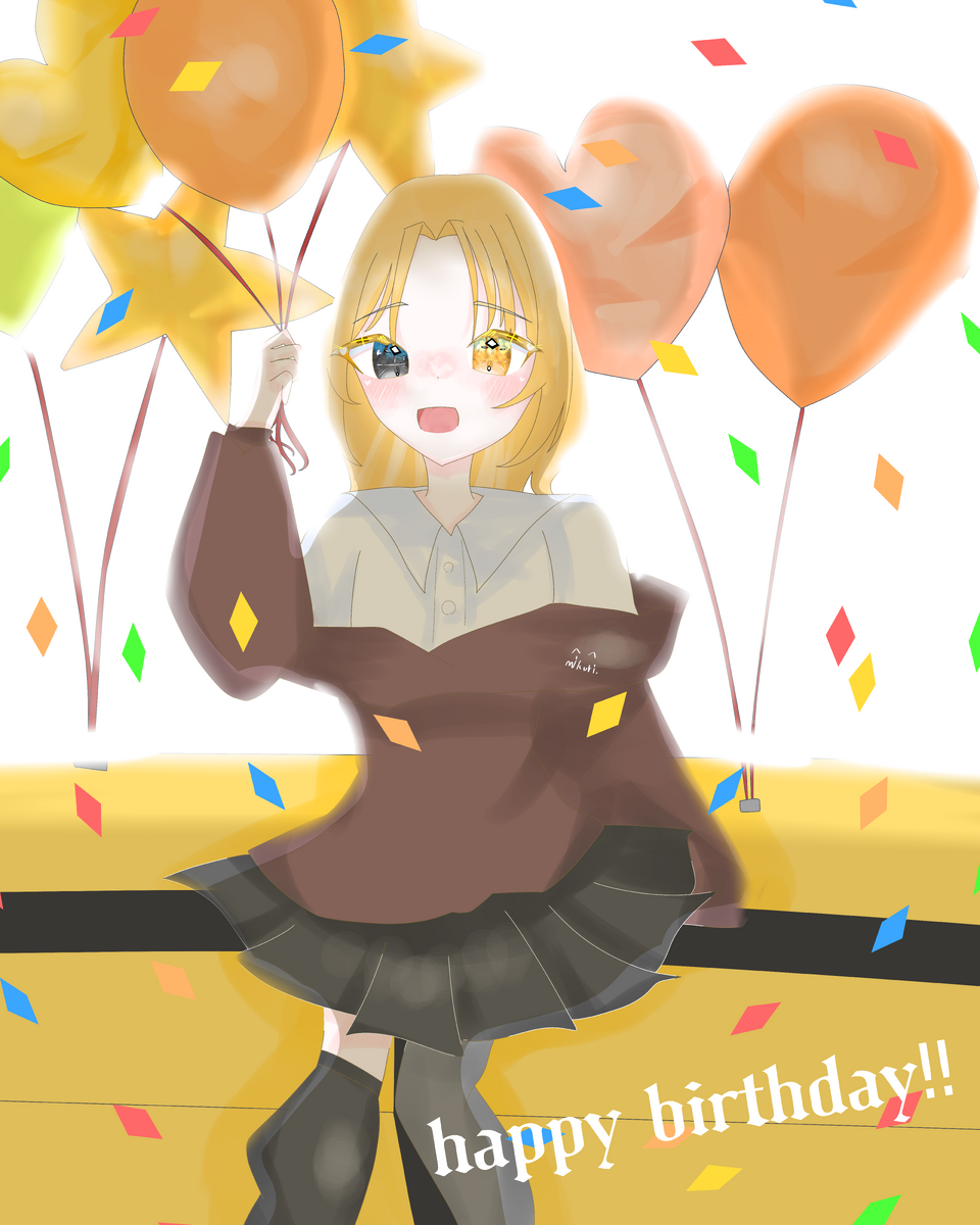 happy birthday eto!! Illust of 猫宮美久璃／미쿠리  🤍🫧🩵 girl fanart illustration cute happybirthday ソビエト親衛隊 エトへの手紙 エトへの大事な手紙 猫宮美久璃