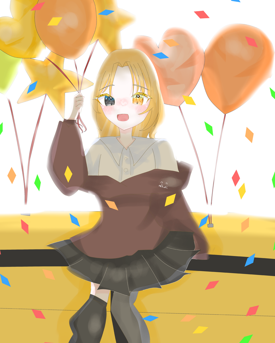 happy birthday eto!! Illust of 猫宮美久璃／미쿠리  🤍🫧🩵 girl fanart illustration cute happybirthday ソビエト親衛隊 エトへの手紙 エトへの大事な手紙 猫宮美久璃