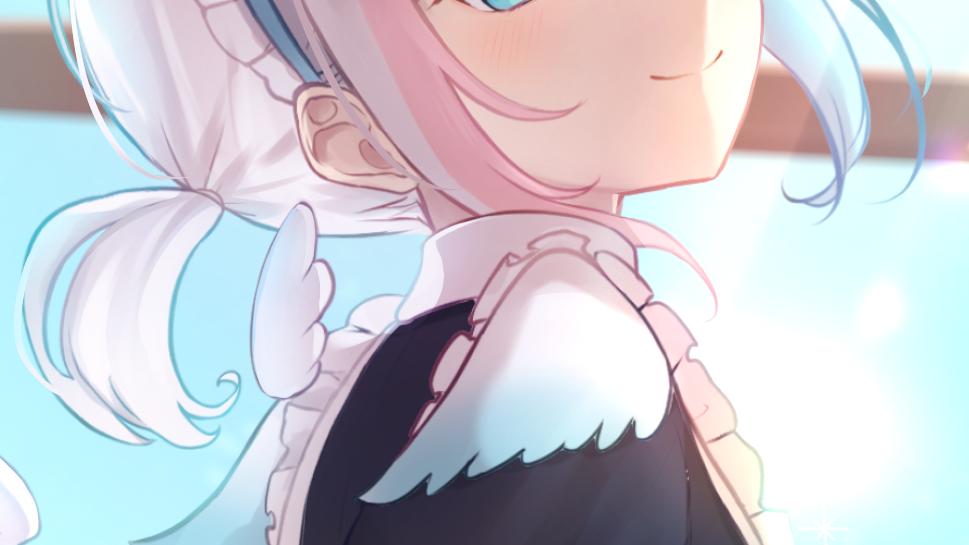 メイドさん絵 Illust of 夢羽　結 maid girl illustration doodle original oc kawaii white_hair virtual_YouTuber ゆめうゆい