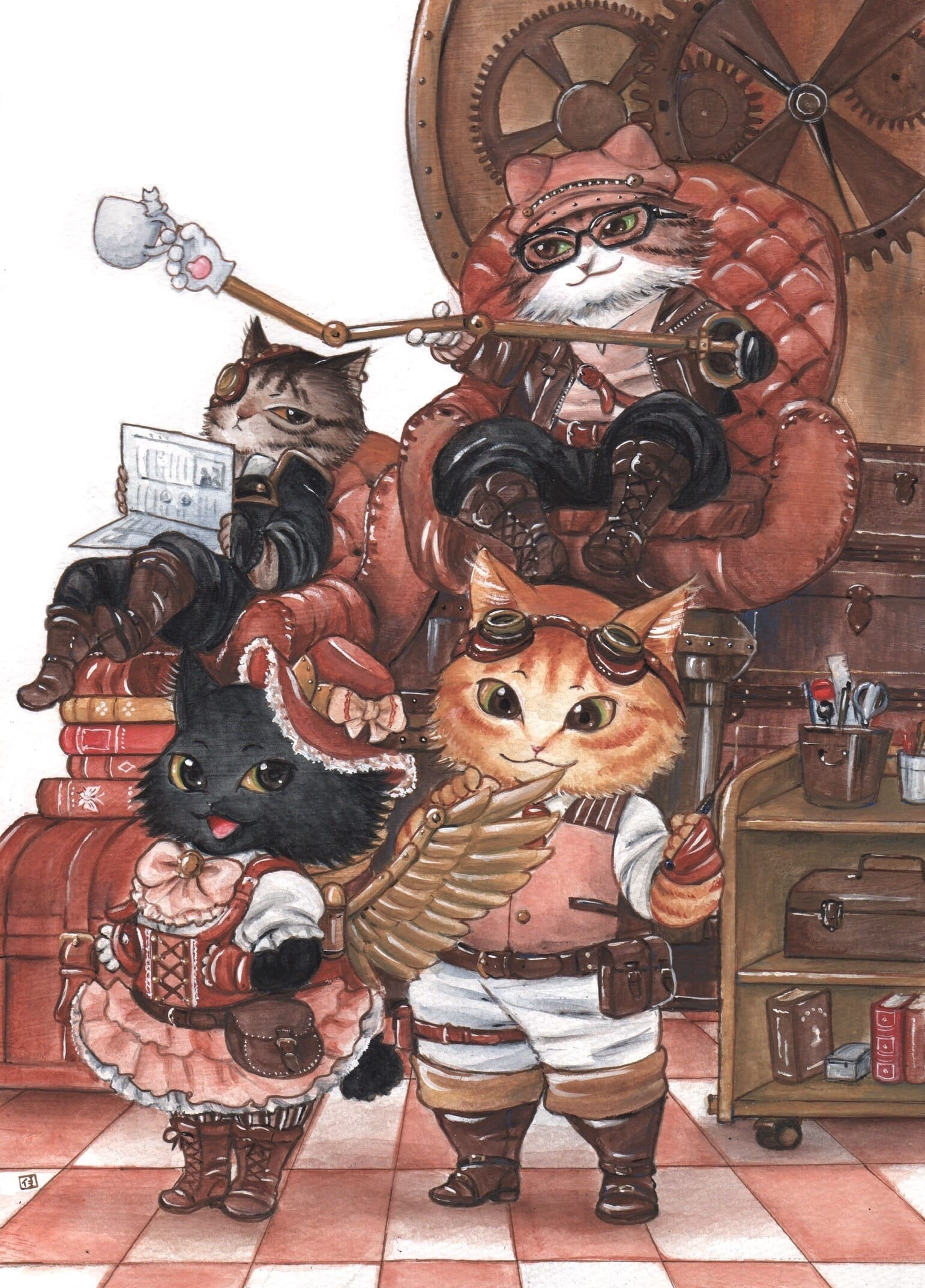 スチームパンク猫の部屋 渡辺カヨ - Illustrations ART street