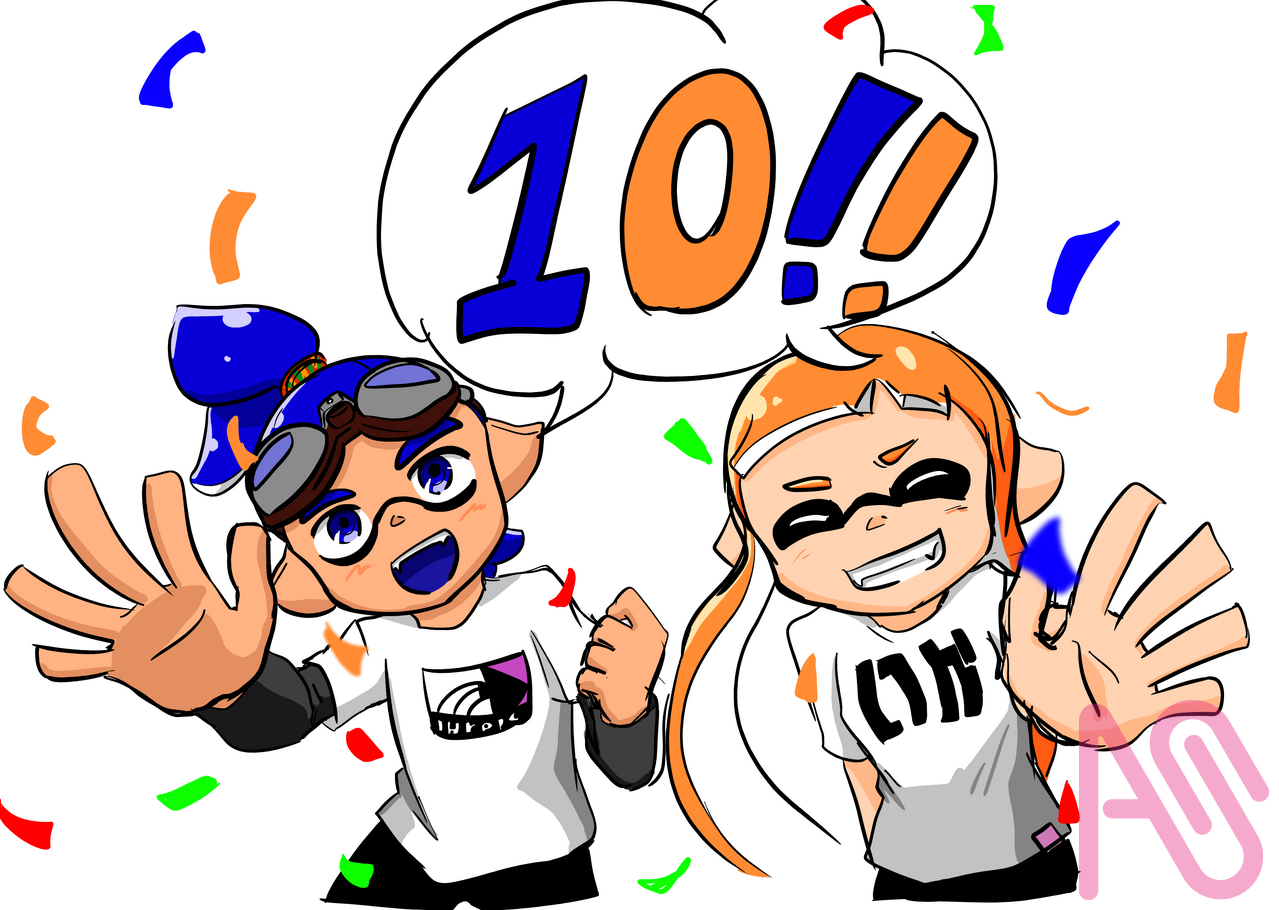 スプラ10周年おめでと🎉 Illust of ｱﾙｶﾘ girl fanart boy Splatoon イカガール イカボーイ