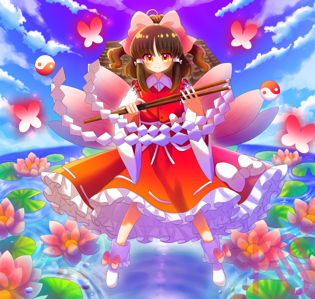 二色蓮花蝶🪷🦋 Illust of ちーず girl fanart Reimu_Hakurei Touhou_Project 西方project