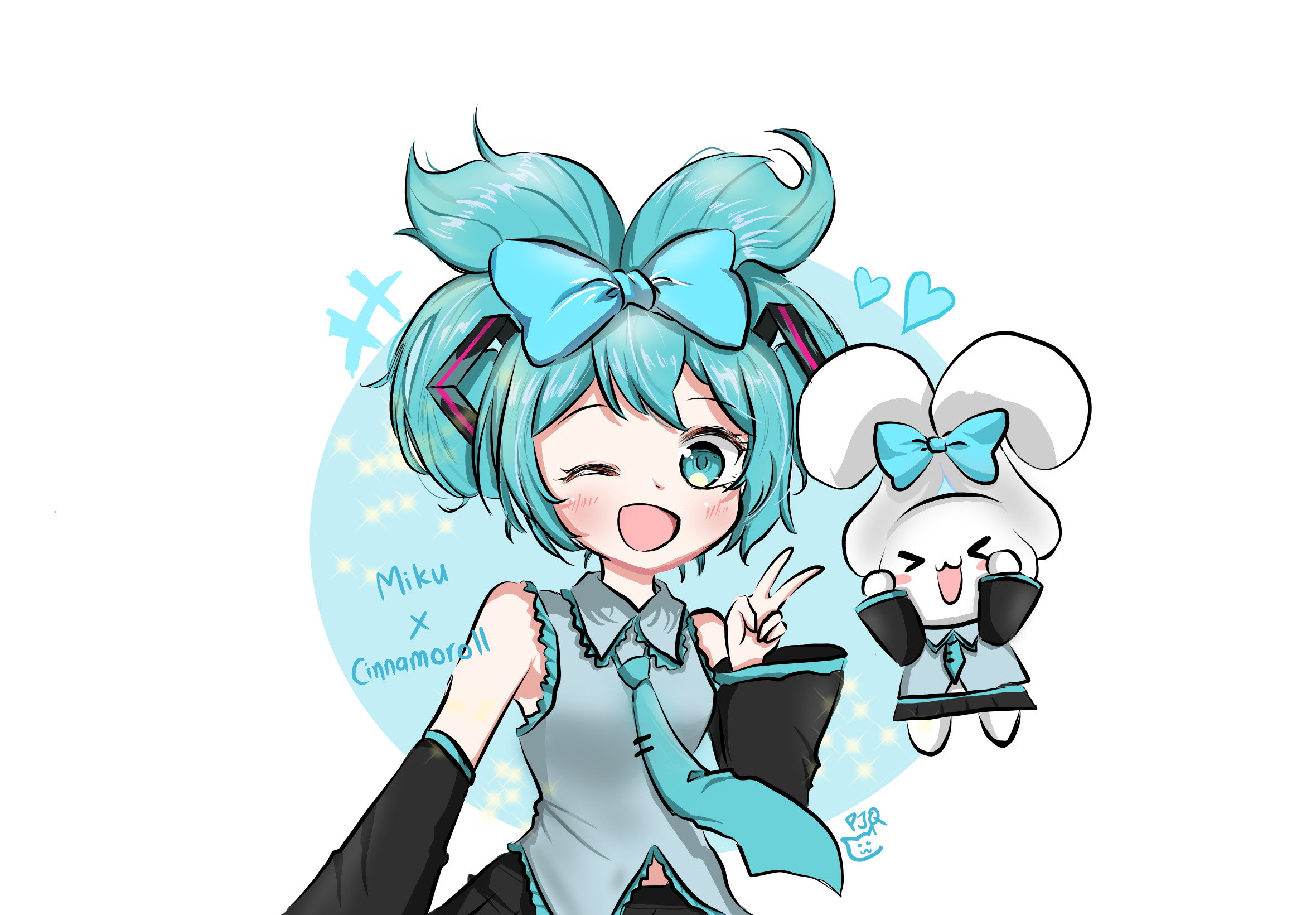 Miku x Cinnamoroll PJQ Illustrations ART street