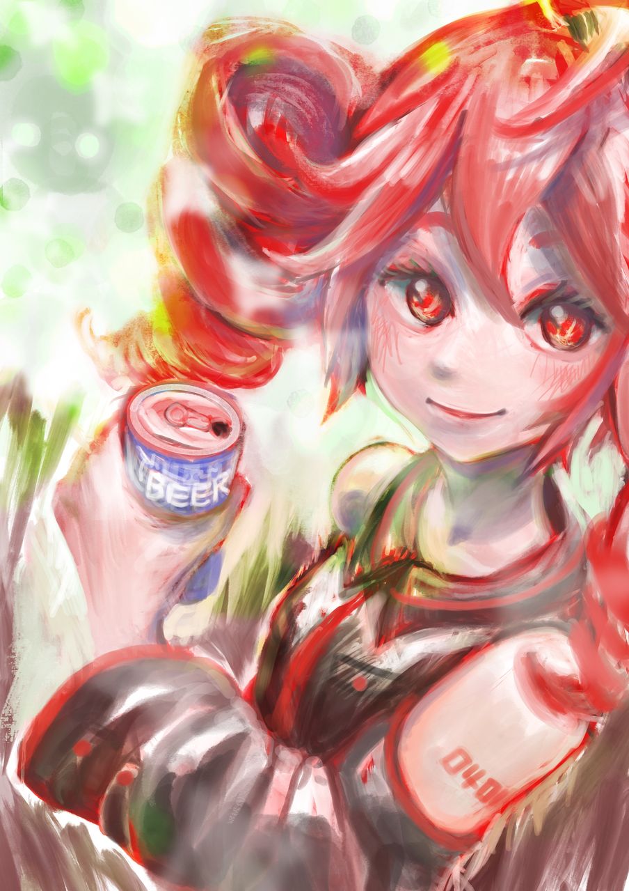 休日は明るいうちからビールを飲み始めてしまうボーカロイド（31） Illust of ABTOP fanfic fanart impasto VOCALOID female kawaii 重音テト procreate