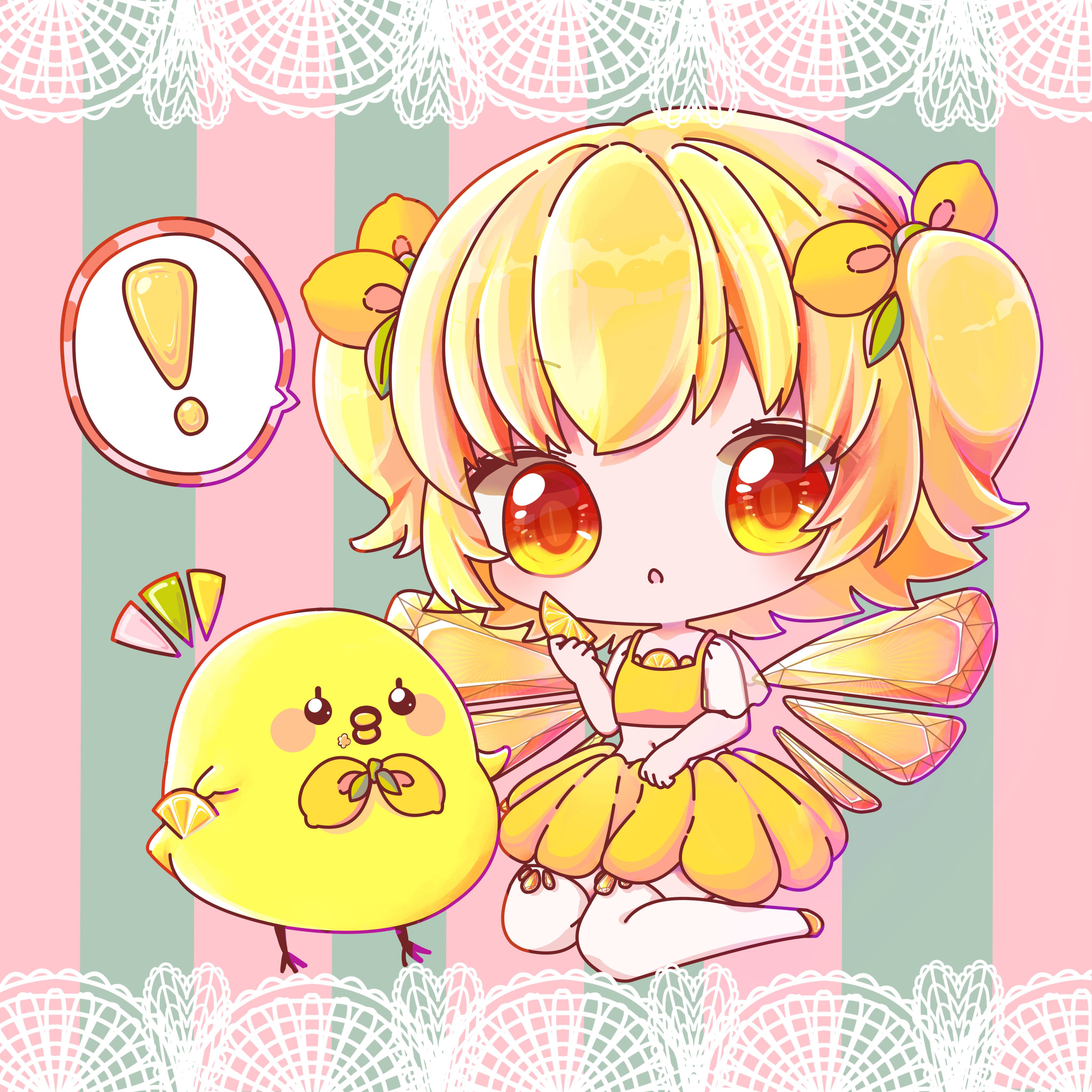 イラスト 原画 「レモンとウクライナの娘」