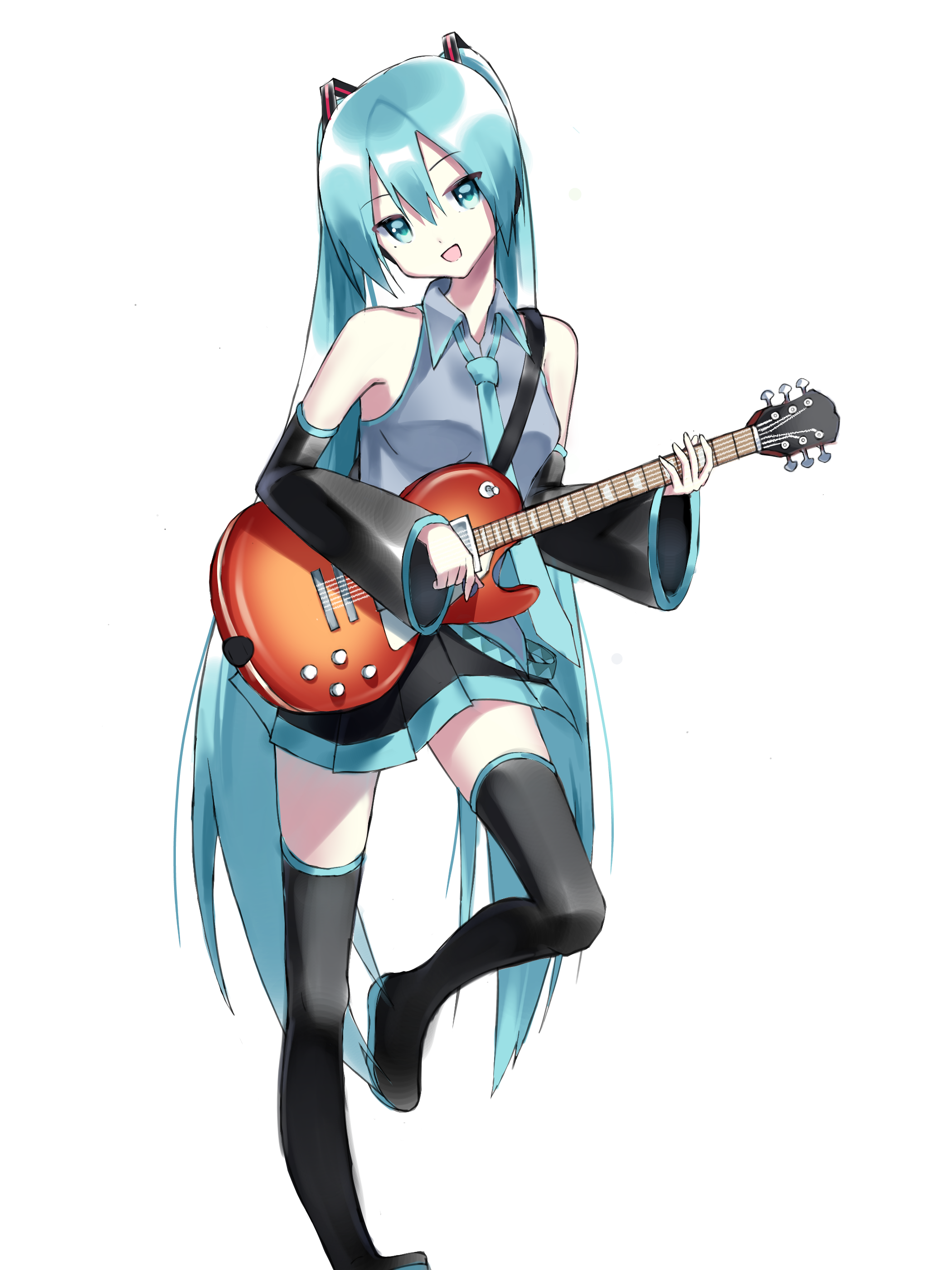 Hatsune Miku with a guitar zlan - イラスト ART street