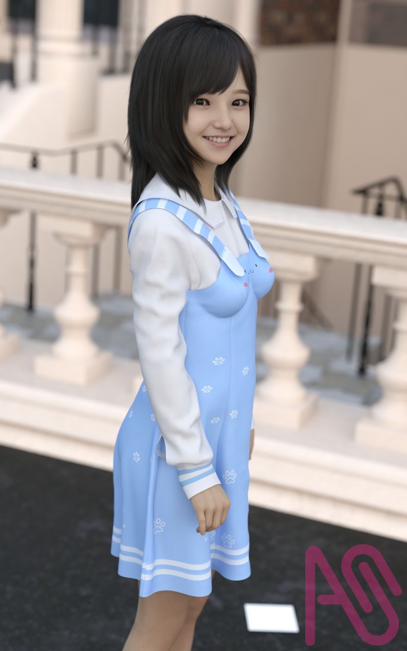住宅前 Illust of Jackie Jackson girl original 3DCG DazStudio Photoreal