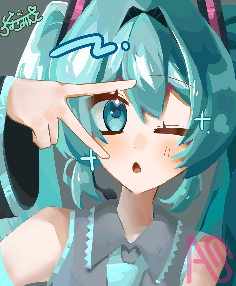 miku🩵 Illust of 🍫ちょこみんと🎀 impasto hatsunemiku VOCALOID メディバンペイント
