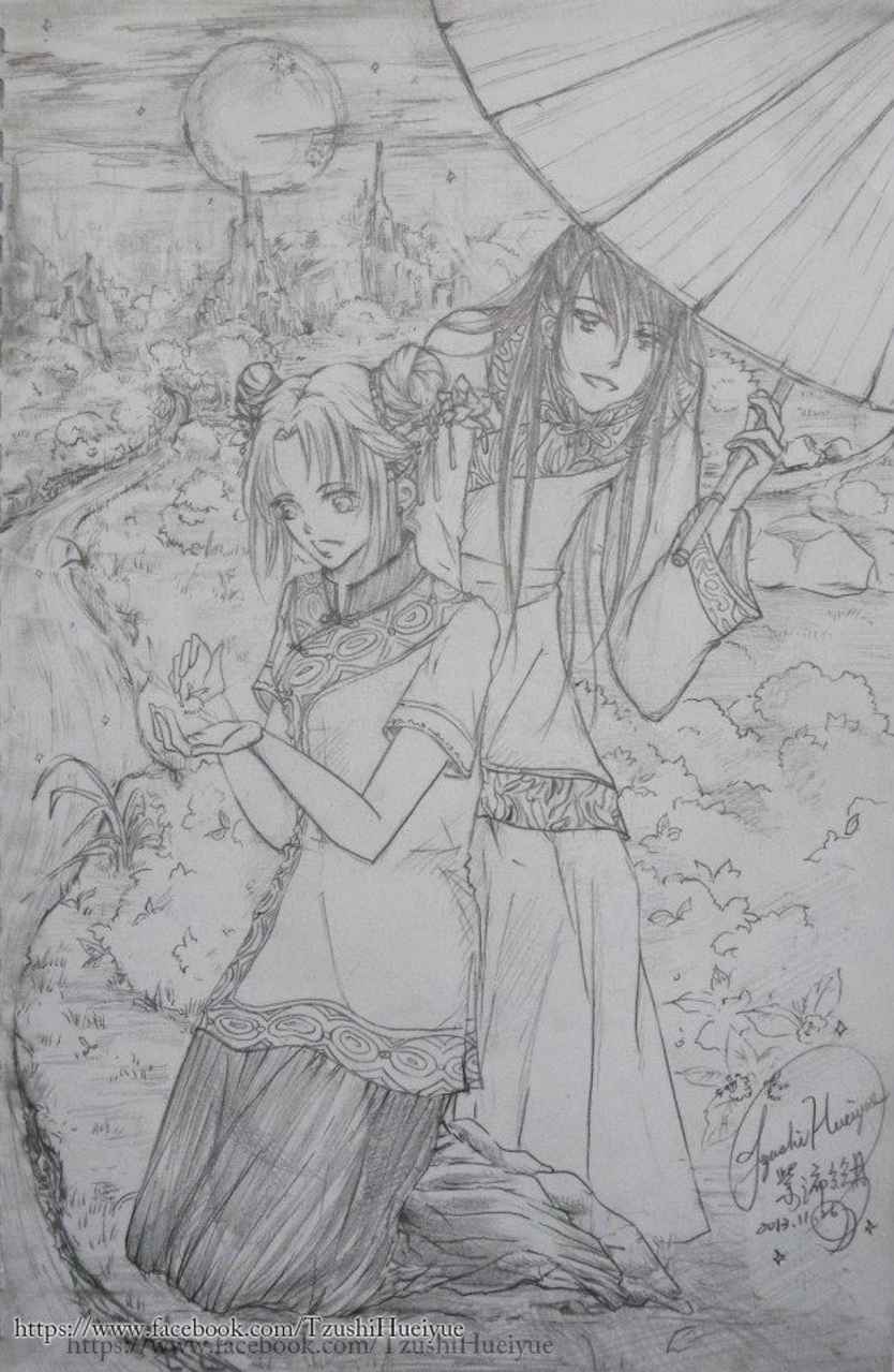 手書 恋人の夜紫浠絵月 Illustrations Art Street