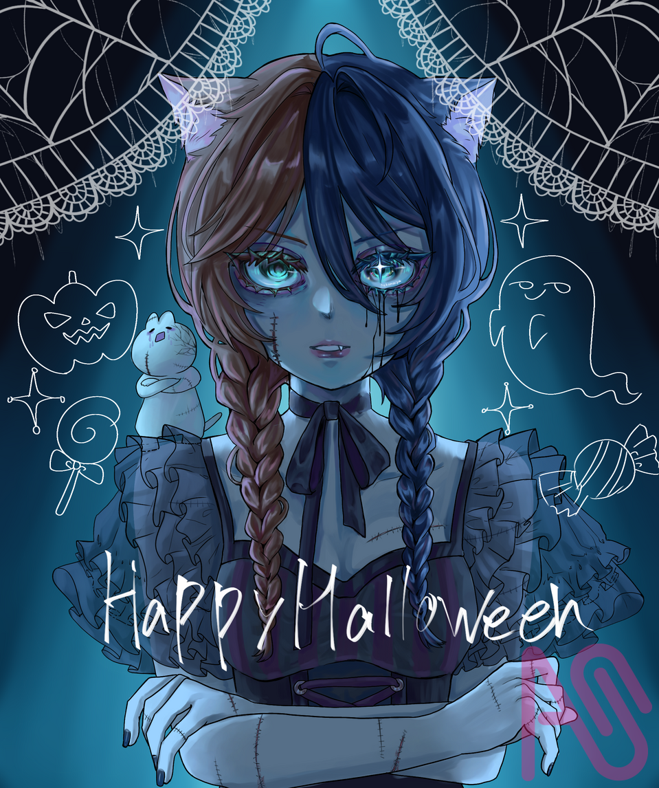˚✧₊⁎Happy Halloween⁎⁺˳✧༚ Illust of ねこもりや Halloween ハッピーハロウィン 代理 ウェンズデー ハロウィン2025