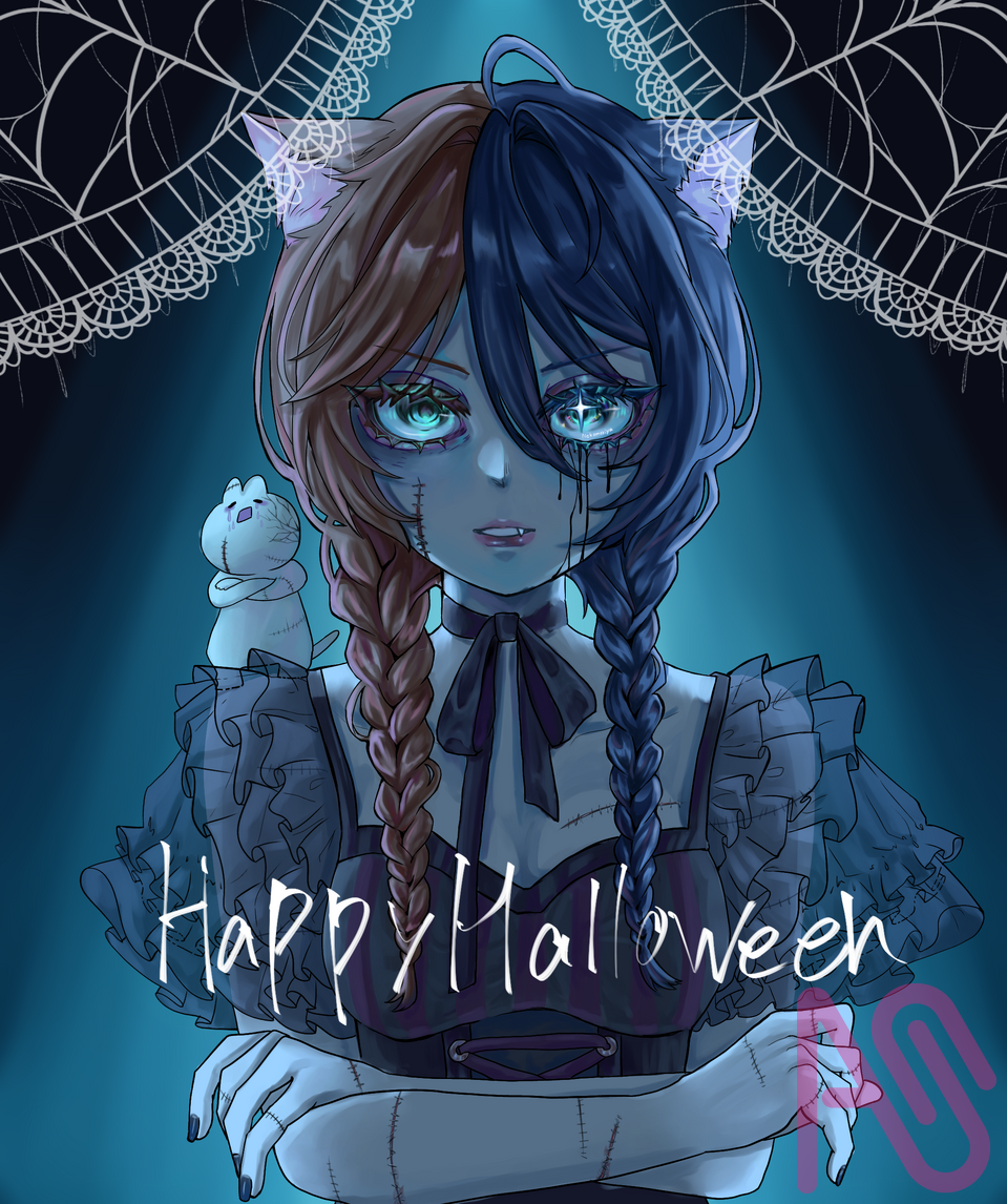 ˚✧₊⁎Happy Halloween⁎⁺˳✧༚ Illust of ねこもりや Halloween ハッピーハロウィン 代理 ウェンズデー ハロウィン2025