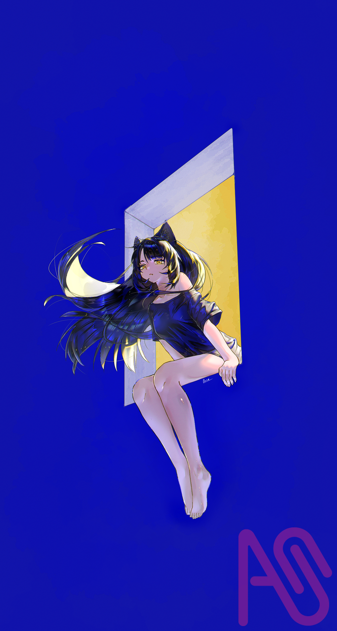 Illust of プラ cat girl 黒猫 illustration