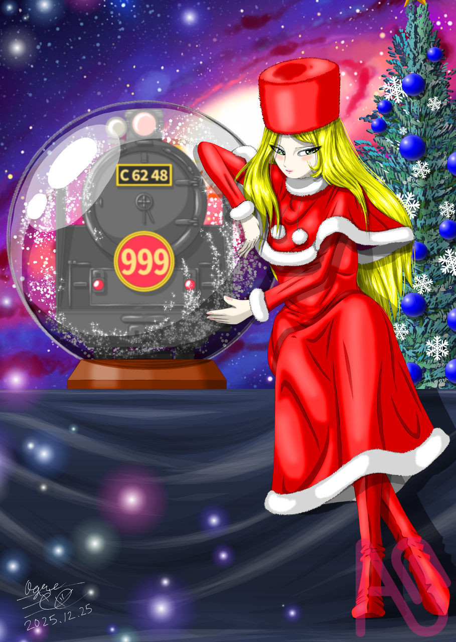Xmas Express 999 Illust of 大賀　三芭図（tachibanafactory） fanfic fanart Christmas メーテル 銀河鉄道999 Xmas2025