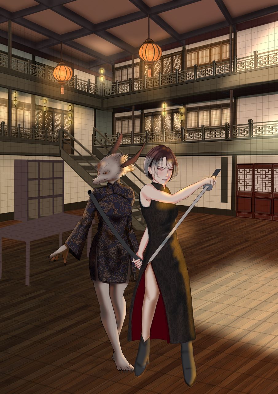 練習 Illust of Mikar original oc practice 古风 女人 古風建築 𣄃袍