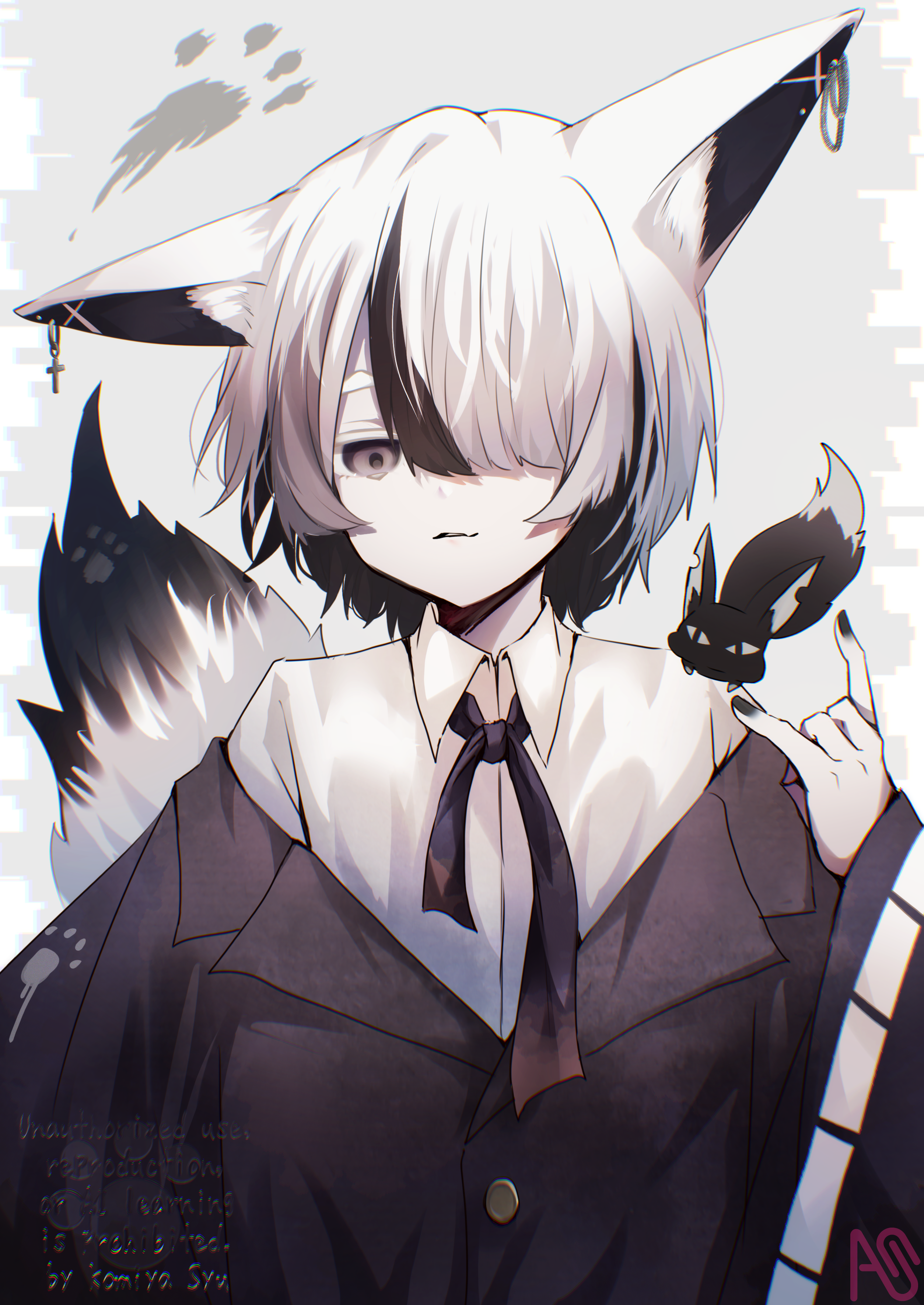 創作 オリジナル 手描きイラスト【狐猫夜】 創作 オリジナル 手描きイラスト【狐猫夜】 夜の狐 暇猫