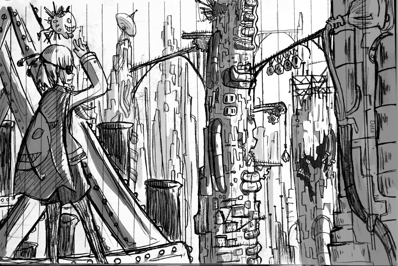 鉄塔の群れ と 灰色の景色 定春 イラスト Art Street アートストリート