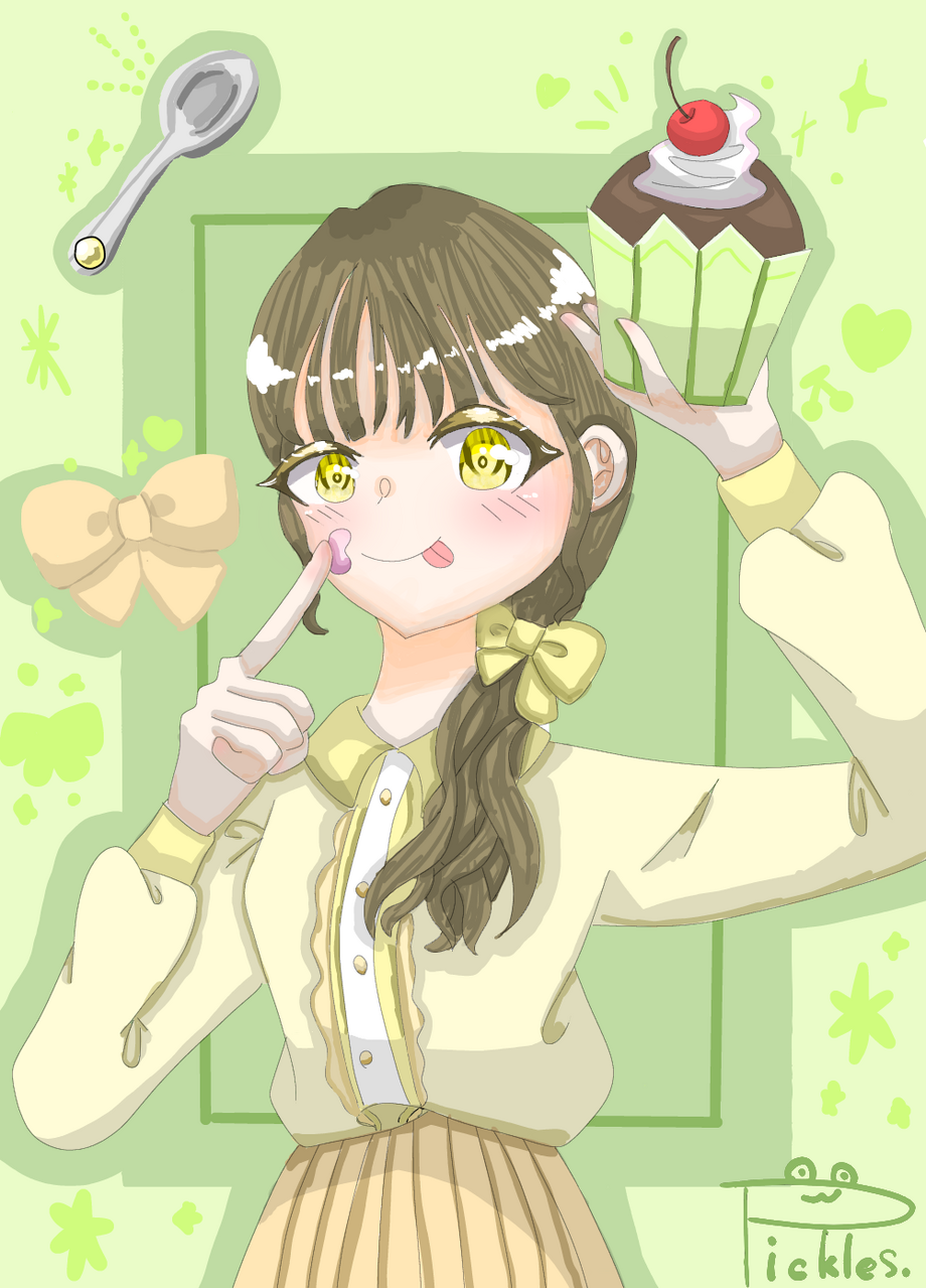 カップケーキ!!!🧁🥄 Illust of ピクルス medibangpaint スイーツ カップケーキ 拡散希望 線画細くした
