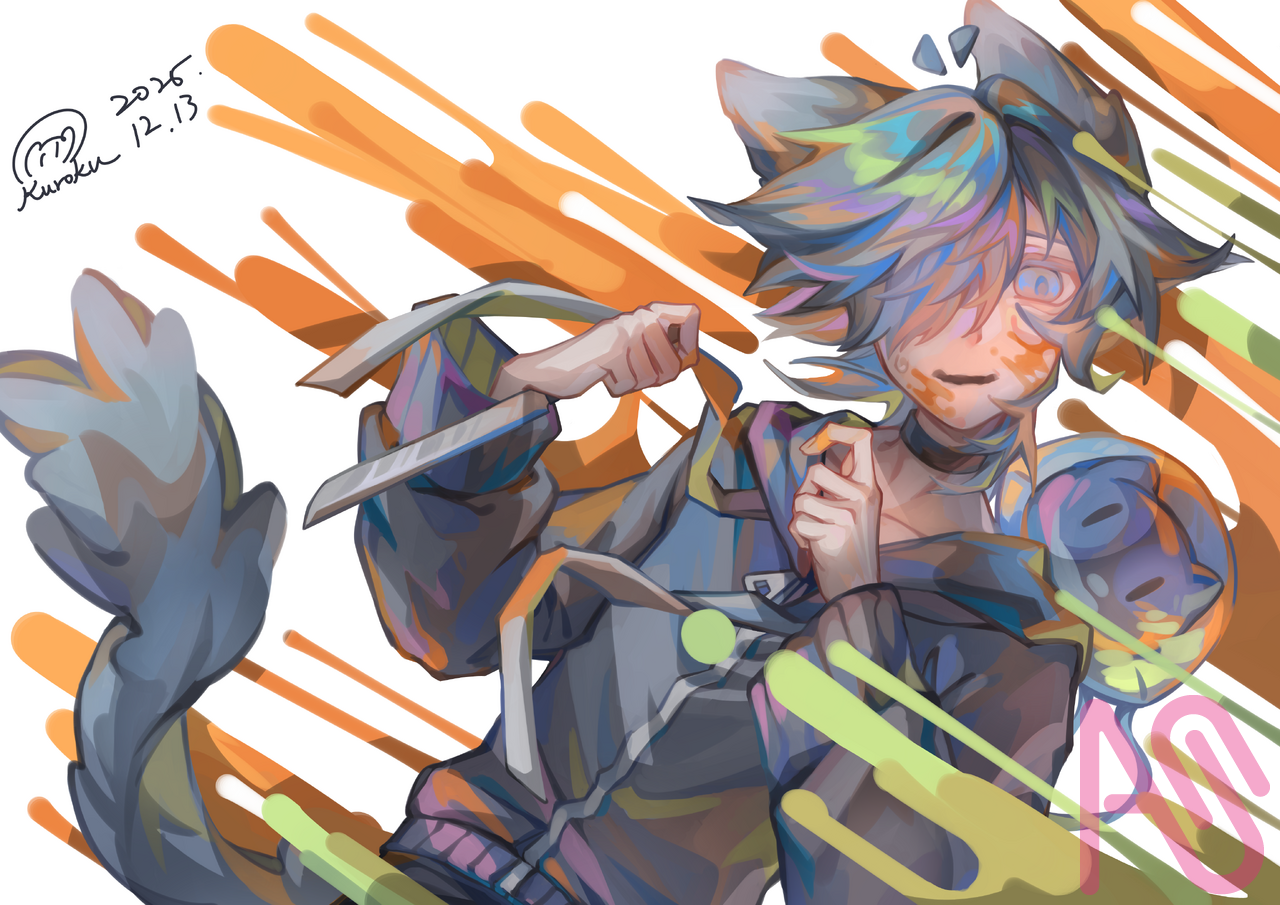 🔪🐈‍⬛ Illust of クロク cat impasto cat_ears medibangpaint boy oc jellyfish