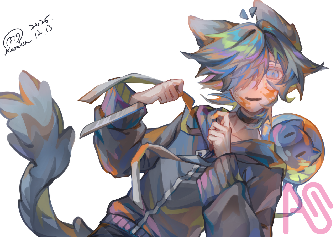 🔪🐈‍⬛ Illust of クロク cat impasto cat_ears medibangpaint boy oc jellyfish