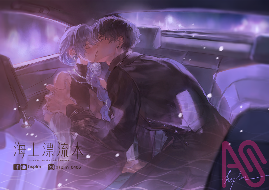 [夢向]車廂後座的2人 Illust of hsplm fanart impasto illustration original commission 情侶 夢向