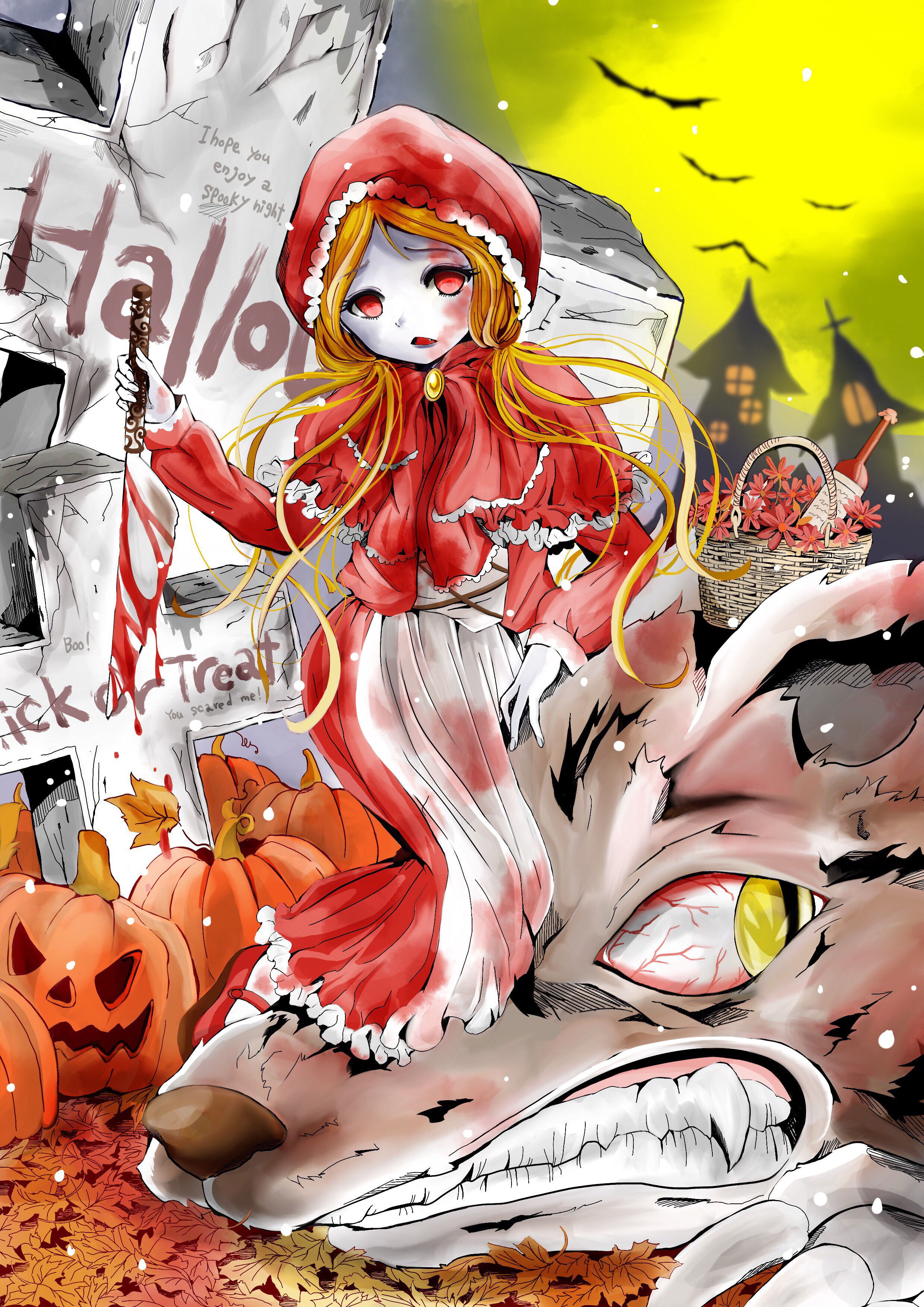 赤ずきんの逆襲】手描き イラスト アート