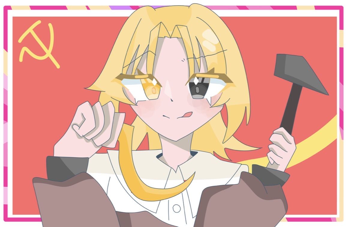 ラrrrG Illust of 猫宮美久璃／미쿠리  🤍🫧🩵 girl illustration cute ソビエト親衛隊 エトへの手紙