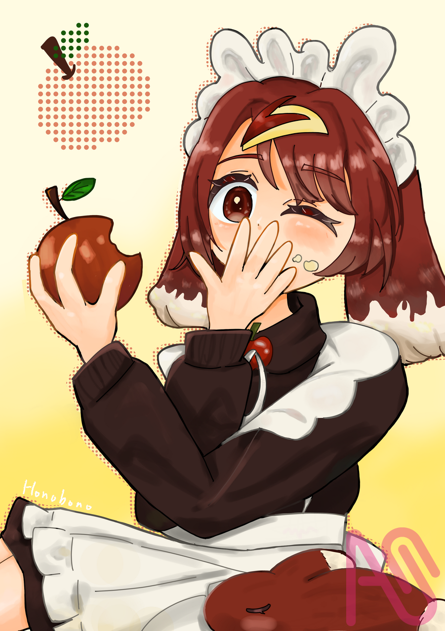 Uto Illust of Honobono girl rabbit kawaii apple MV 兎兎ちゃん 風のアンセム