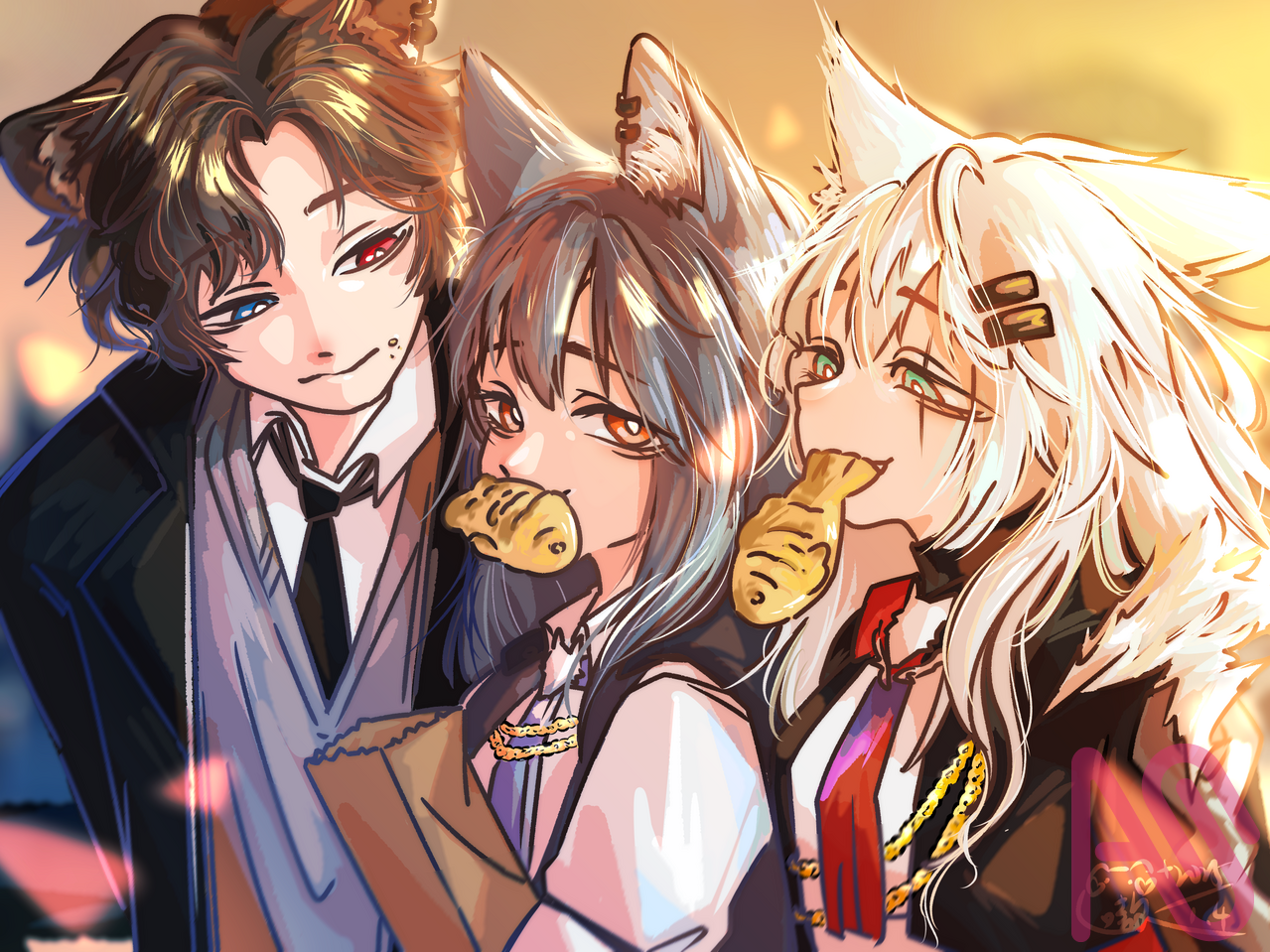 夕陽下的鯛魚燒、 Illust of 嗷嗷嗚 painting doodle art illustrations 電繪 委託 Arknights Texas(Arknights) Lappland 桓繞嗷星