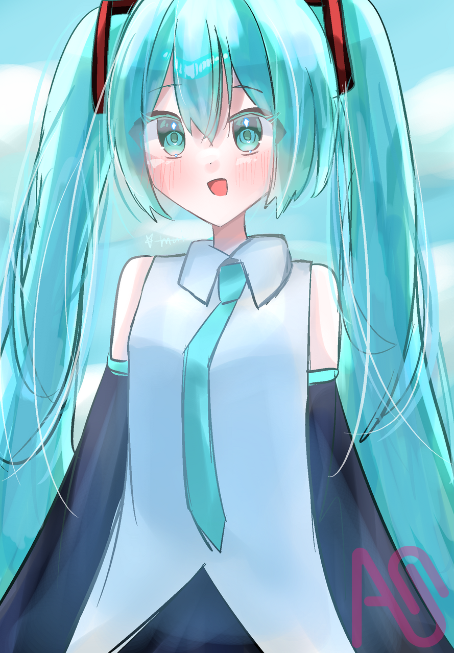 みくみく(ง ˙ω˙)ว Illust of むいむぎᐡ.  ̫ .ᐡ girl hatsunemiku VOCALOID 水色