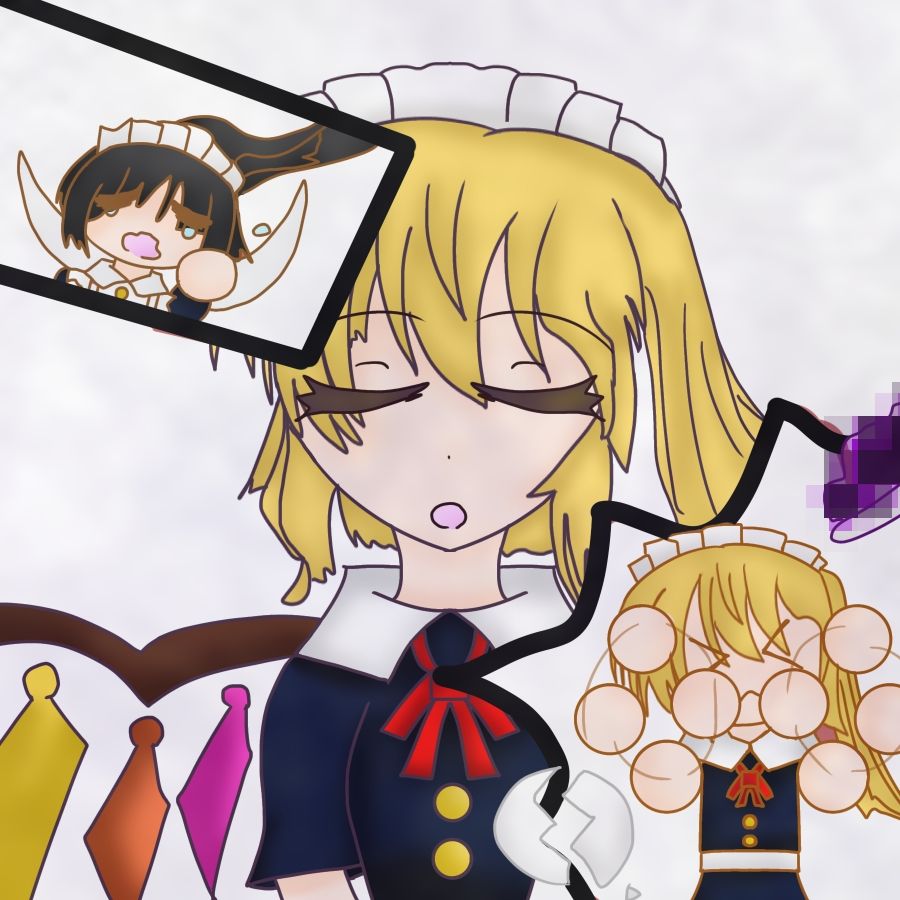 フランちゃんのメイド体験！ Illust of 三色団子(いつき) maid girl ワンドロ cute Touhou_Project 頑張った フランドール・スカーレット フランちゃん 紅魔館 100日チャレンジ🍡
