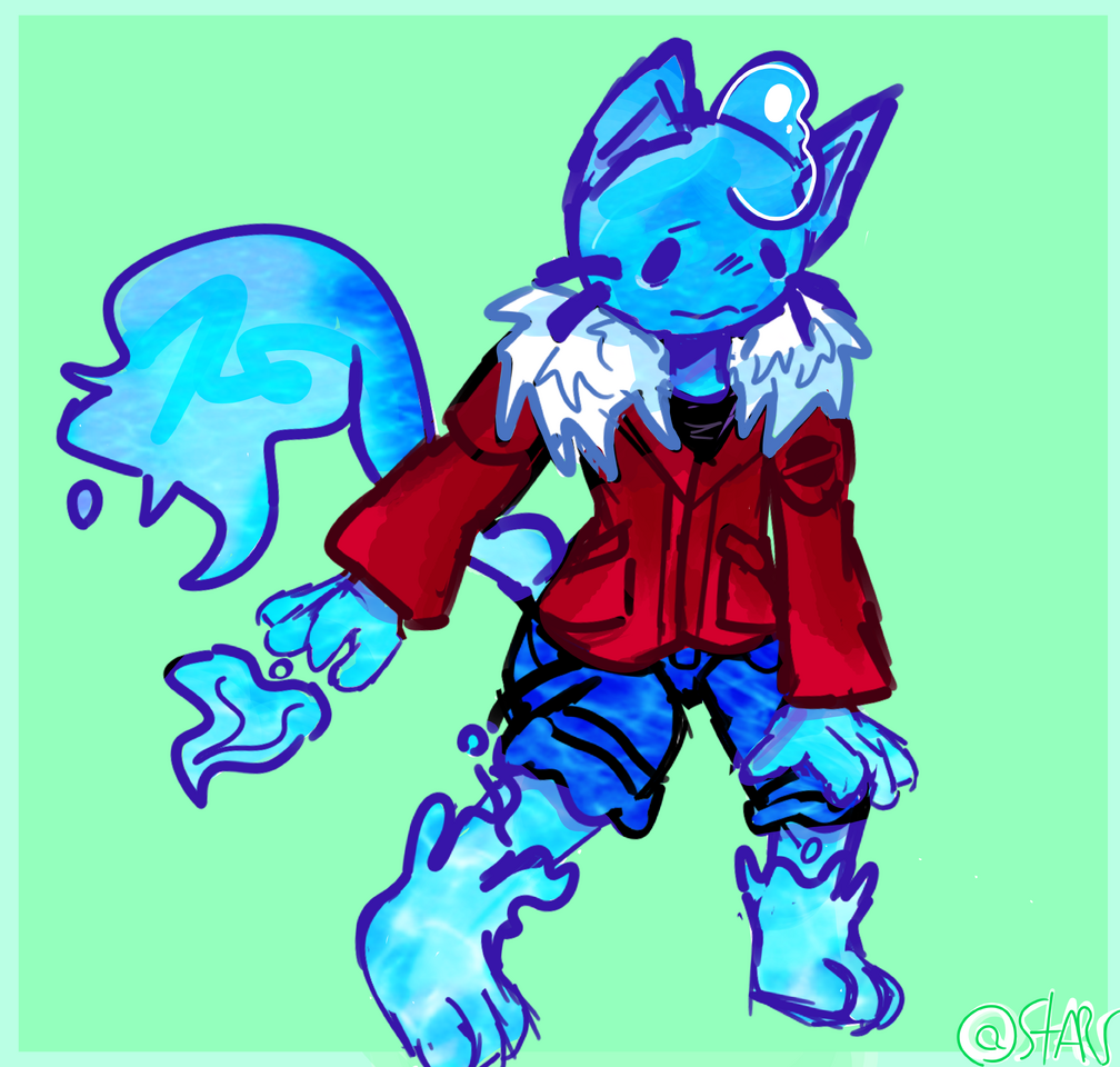 Aqua (my oc) Illust of STARS cat character medibangpaint oc Aqua water