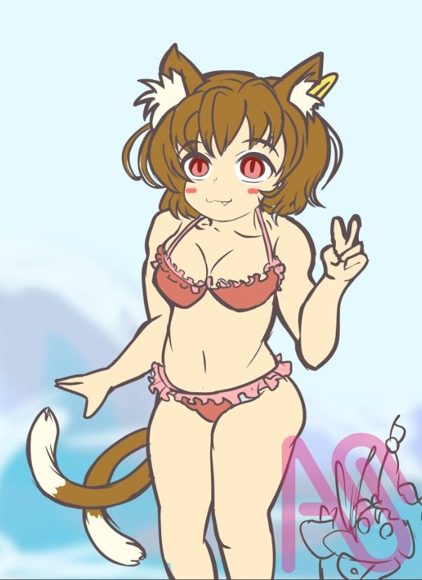 ワンドロで水着橙 Illust of タロウぽん girl cat_ears 八雲藍 橙 Touhou_Project ちぇん