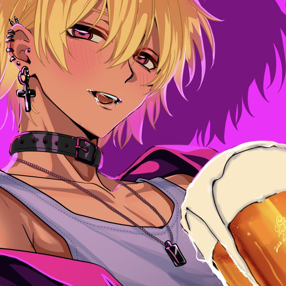 ぬこさんとこの子 Illust of Shiki illustration pink art anime digital male boy 酒 Doggo 代理